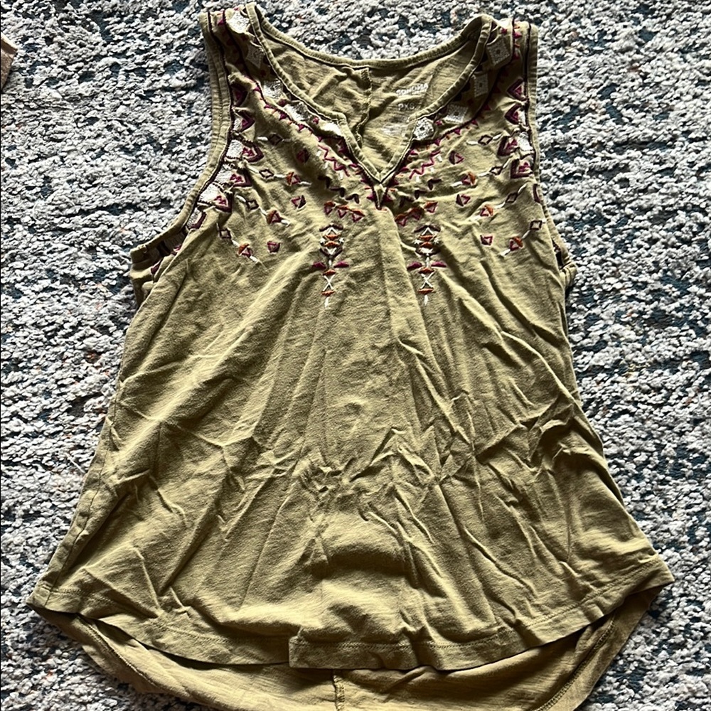 Sonoma Embellished Green Tank Top Relaxed Fit